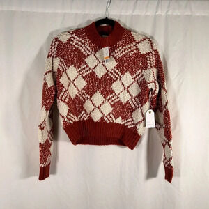 Coco + Jaimeson Sweater Women's Small White Orange Knit Long Sleeve Pullover